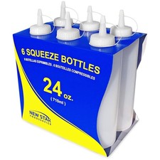 24 oz Clear Squeeze Bottles for Foodservice, 6-Pack