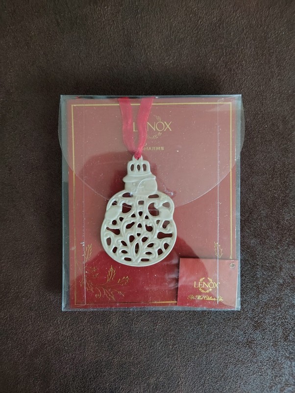 Lenox Charms PIERCED SNOWMAN 2.75" Ornament Christmas Ivory China 6339766 MIB