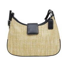 Borsa a tracolla Coach borsa a tracolla in pelle di paglia beige chiaro nera ...