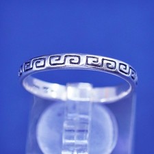 Size 10.25, vintage sterling silver handmade ring, 925 band embossed Greek key
