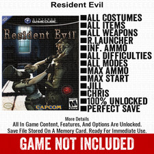 Resident Evil 100 Nintendo GameCube Memory Card Save All Items