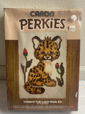 Vintage Caron Perkies Leopard Cub Latch Hook Kit K3198- 20" x 27" DEADSTOCK