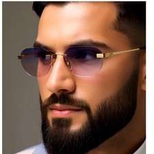 Sunglasses Gold Frame Pink Purple Gradient Lens Retro Classy Uv400 Beach Shades