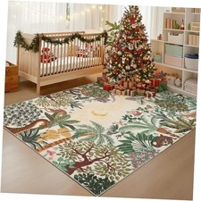 4x6 Washable Nursery Rug for Kids, Jungle Animal Soft Bedroom Rug Non Slip