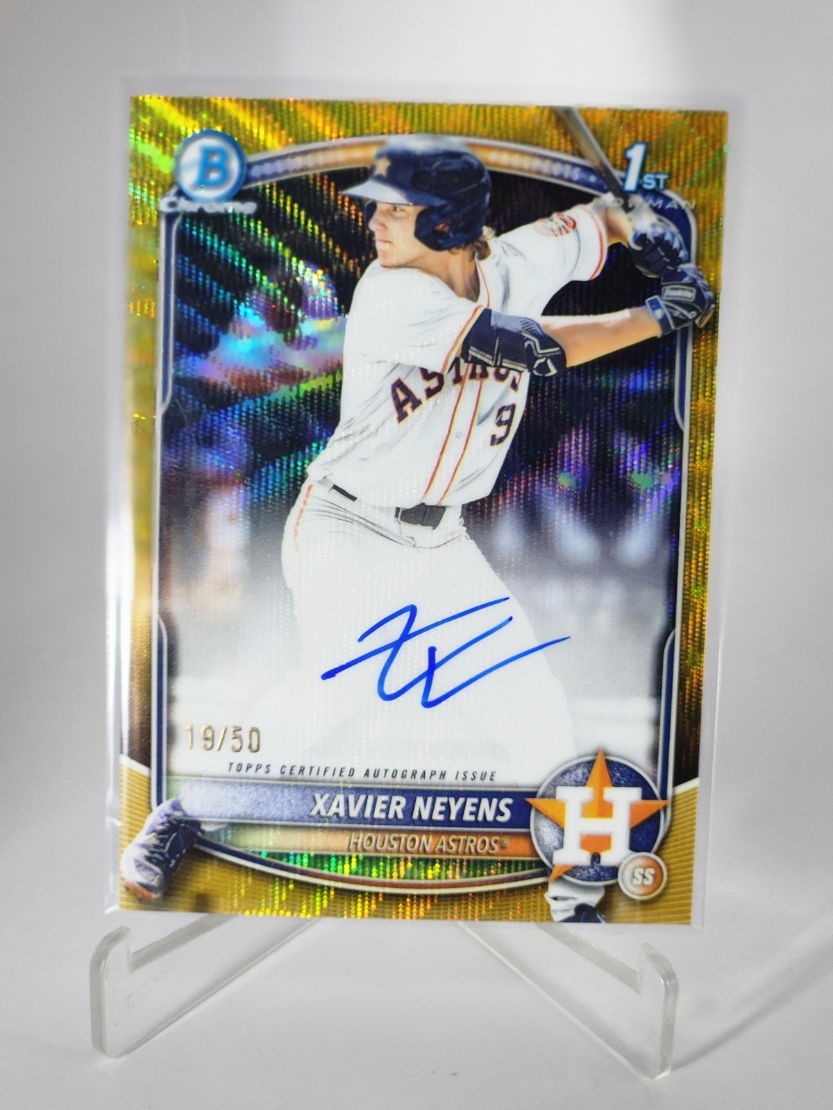 XAVIER NEYENS 2025 Bowman Draft 1st Chrome Gold Wave Refractor Auto /50 #CPA-XN 
