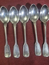 Art Krupp Berndorf Lot Of 5 Silver Plate Demitassee Spoons 4.5"