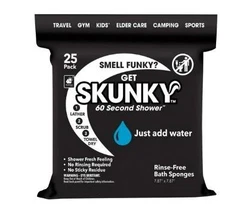 NEW Skunky Disposable Rinse-Free Bathing Sponge Wipes AS-SEEN-ON-TV 25 Count