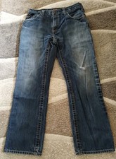 Ariat Work FR M5 Slim Straight Jeans Mens 33x32 Blue Flame Resistant Destressed