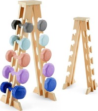 Collingmill 5 Tier A Frame Dumbbell Rack Stand 200 Lbs Capacity Wooden Weight