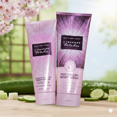 Bath & Body Works - A Thousand Wishes Body Cream 8 oz + Moisturizing  Wash 10 oz