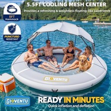 Inflatable Water Hammock Pool Float 8FT Canopy Island Raft for Adults