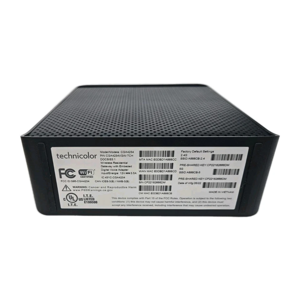Technicolor CGA4234 Cable Router/Modem w/ Adapter B21 New Free Shipping - Image 4 of 4