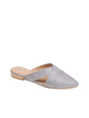 JOURNEE COLLECTION Womens Gray Giada Almond Toe Slip On Mules 6