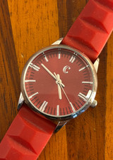 Charming Charlie Watch Women Gold Tone Red Dial Fashion Quartz 31mm New Battery
