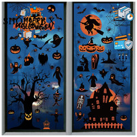 Halloween Deko Fensteraufkleber KüRbis Spinnennetz Fledermaus 98Pcs