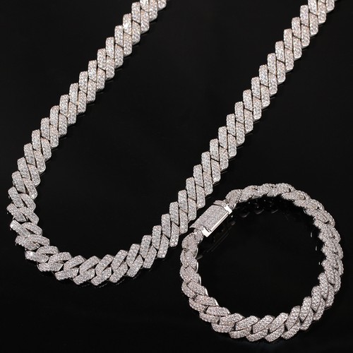 13MM Ice Out Hop Hip Miami Cuban Link Chain Bracelet Necklace Men 5A+ CZ