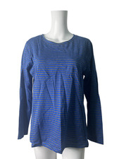 Fransa Cotton Top T-Shirt Size L Blue Striped Womens NEW EU 42 RRP £34.99