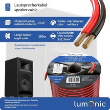 Lautsprecherkabel FLACH 2x1,5mm² – 100 M Spule | CCA Leiter, Weiß | Für HiFi & Heimkino | Leicht Zu Verlegen