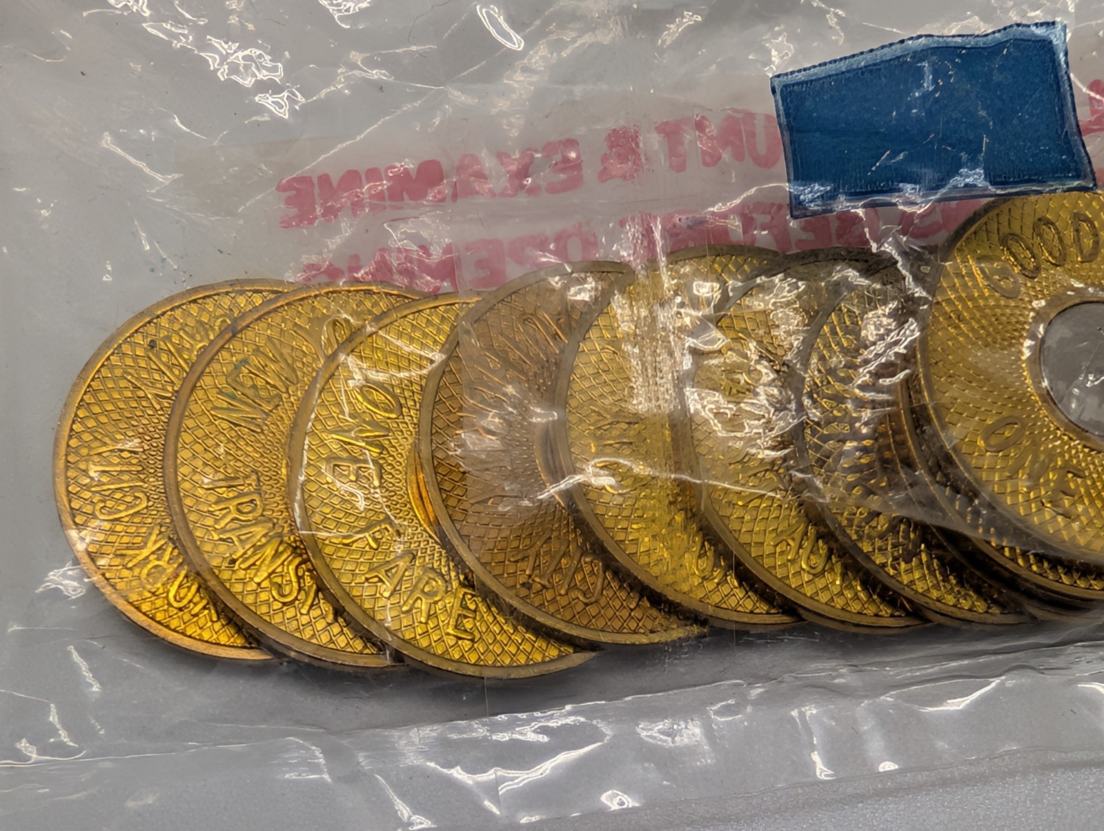 Bag of 10 New York City Subway Transit "Bullseye" Tokens 1986-1995 "M" Logo NYC