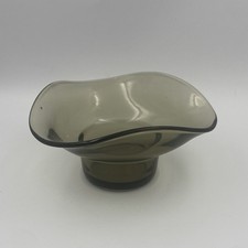 Vintage Triangle Smoked Glass Bon Bon Dish Bowl