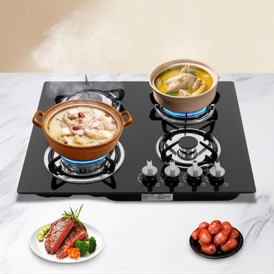 23'' Gas Cooktop Stove Top 4 Burners LPG/NG Built-in Gas Stove Tempered Glass