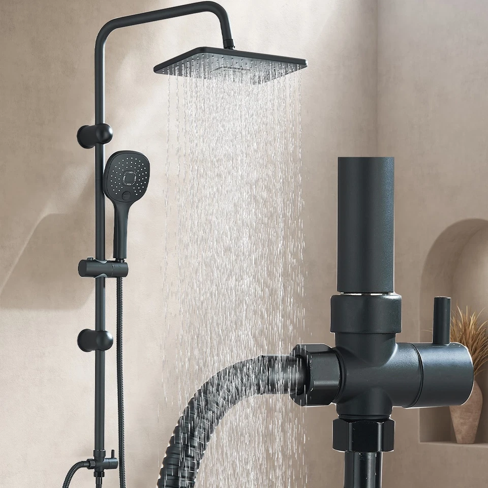 Schwarz Duschset Regendusche mit Handbrause Edelstahl Duschsystem Duscharmatur