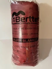 Burgundy Bertte Plush Blanket 100% polyester. Cozy 50x70 in or 127x 178cm