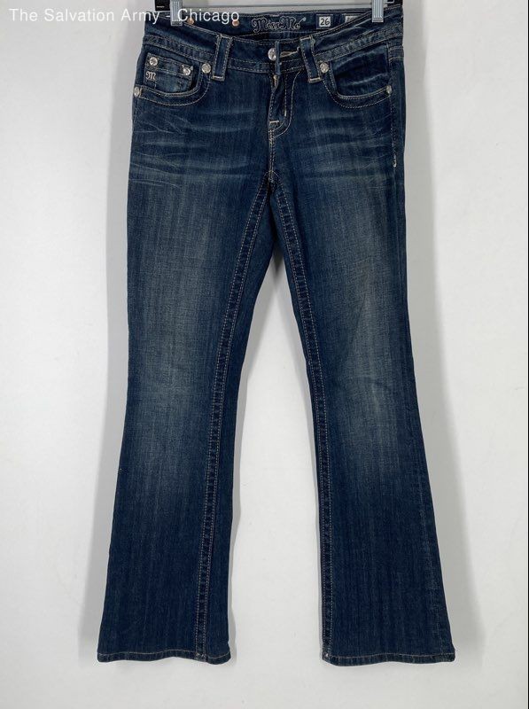 Miss Me Womens Blue Cotton Blend Denim Pockets Bootcut Jeans Size 26