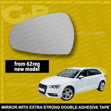 For Audi A3 wing mirror glass 12-20 from 62reg Left side Spherical