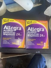 2 Allegra 24Hour Indoor Outdoor Allergy Relief 90X2 180 Total Each 06/and 09/25