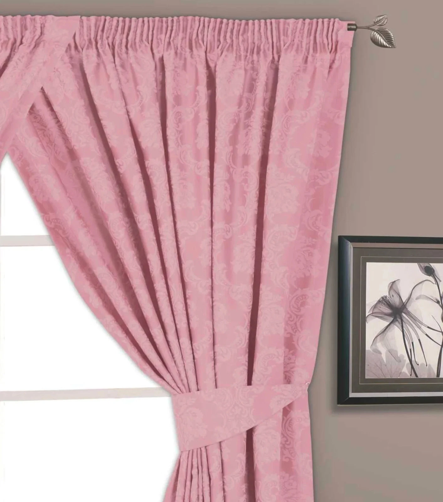 Regency Rose Gold Jacquard Curtains Pair 66" x 72" Courtaulds