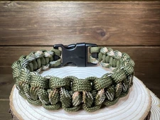 Handmade 550 Paracord Survival Bracelet –  Green Mix – Cobra Weave 9”