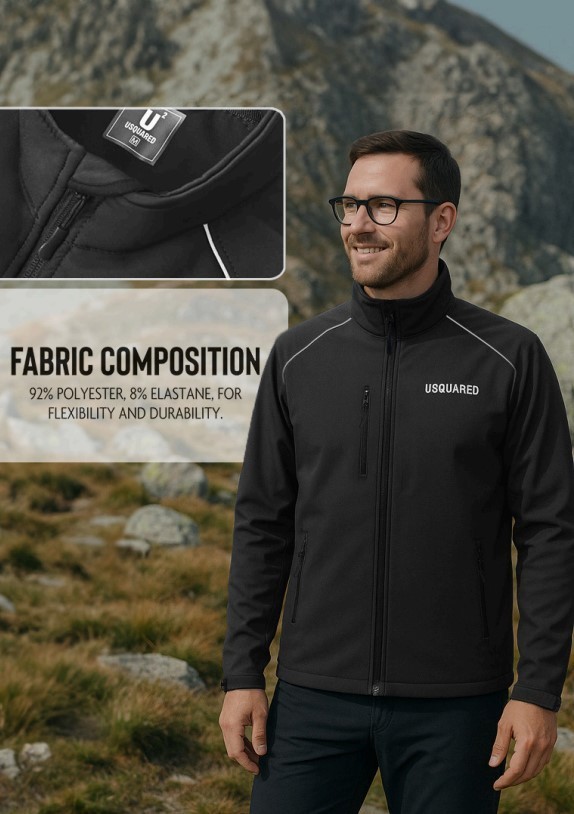 Men’s Black Softshell Jacket Full Zip Windproof L… - image 3