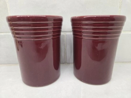 2 FIESTA Tumbler Juice Cup 6 oz CINNABAR Retired Fiestaware HLC Dark Red Ceramic