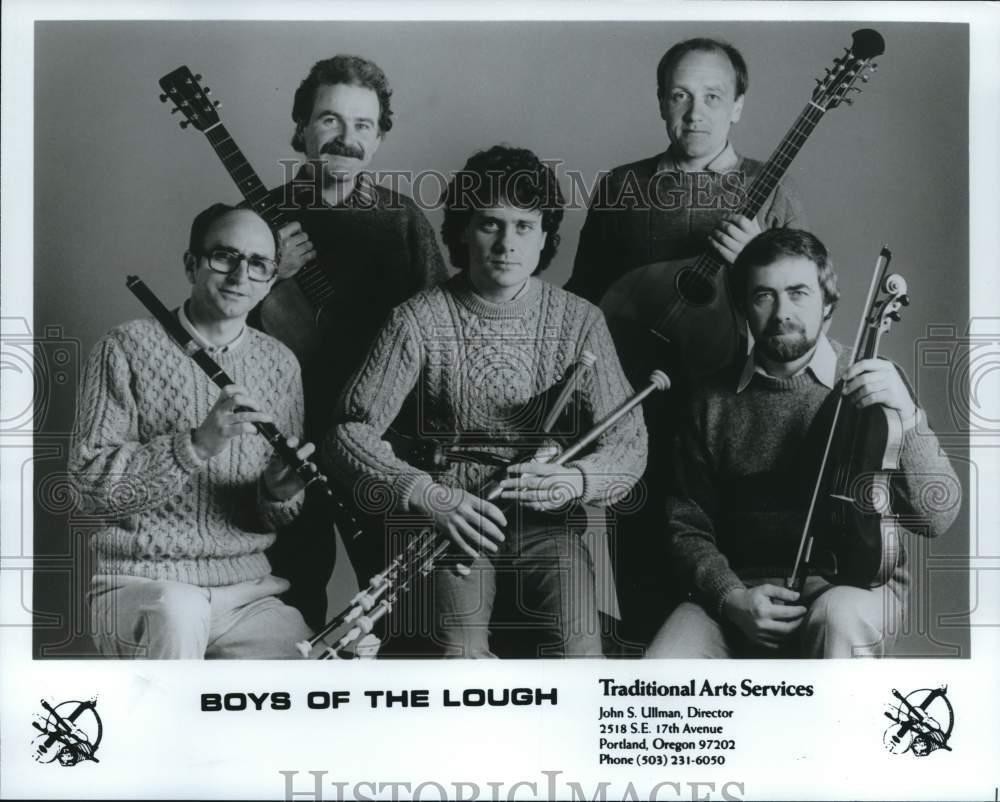 1986 Press Photo Members of the Boys of the Lough, Celtic music group.