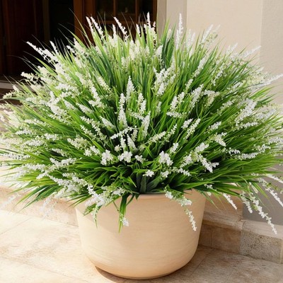 20PCS Artificial Plants Fake Flowers Monkey Grass for Outdoors,UV Resistant R...