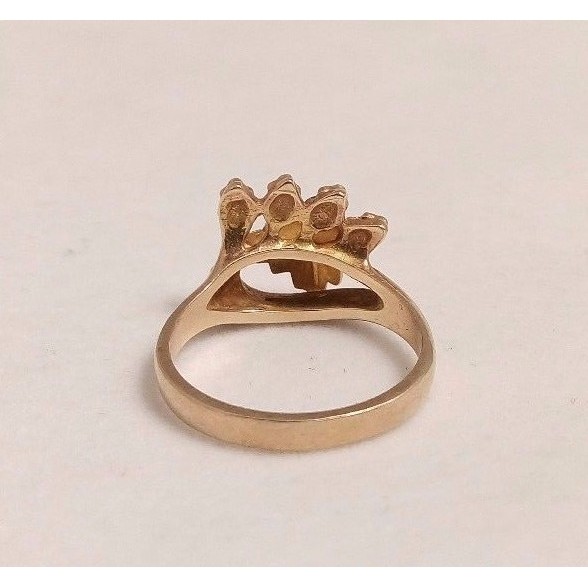 SOLID TRI - TONED GOLD GRAPES PATTERN RING. SIZE … - image 4