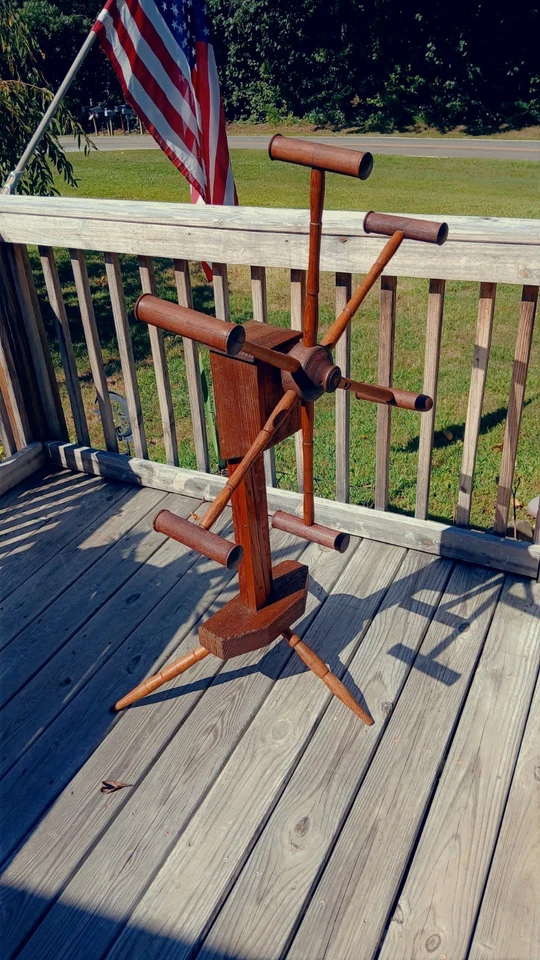 Primitive American Weasel From 1800s Hardwood Farm Yarn Winder Wheel Wool Spinnr - Image 2 of 4