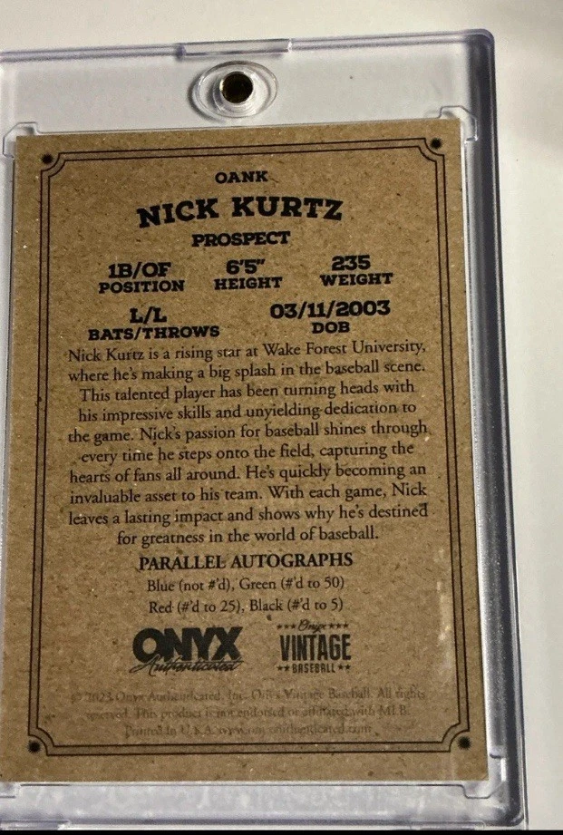 Tinta azul automática extendida Onyx vintage 2023 Nick Kurtz ☄️rara☄️en tarjeta automática☄️roy Foto 3 de 3