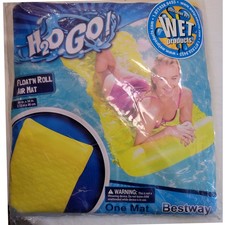 NEW Bestway H2O GO Float N Roll Air Mat Lounger 7ft Yellow Pool Float NIP