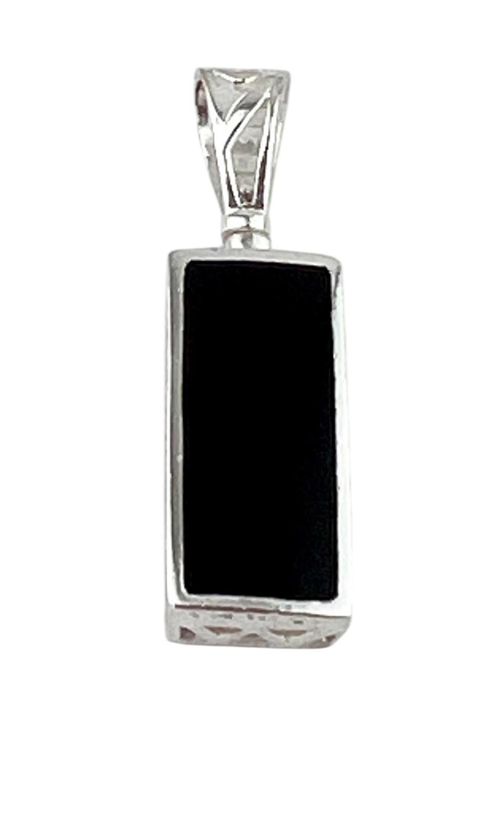 925 Sterling Silver Rectangle Shape Black Onyx Pe… - image 1