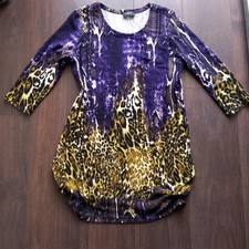 Klass Dress Size Medium Ruffle Sides Leopard Print  Polyester Women's 