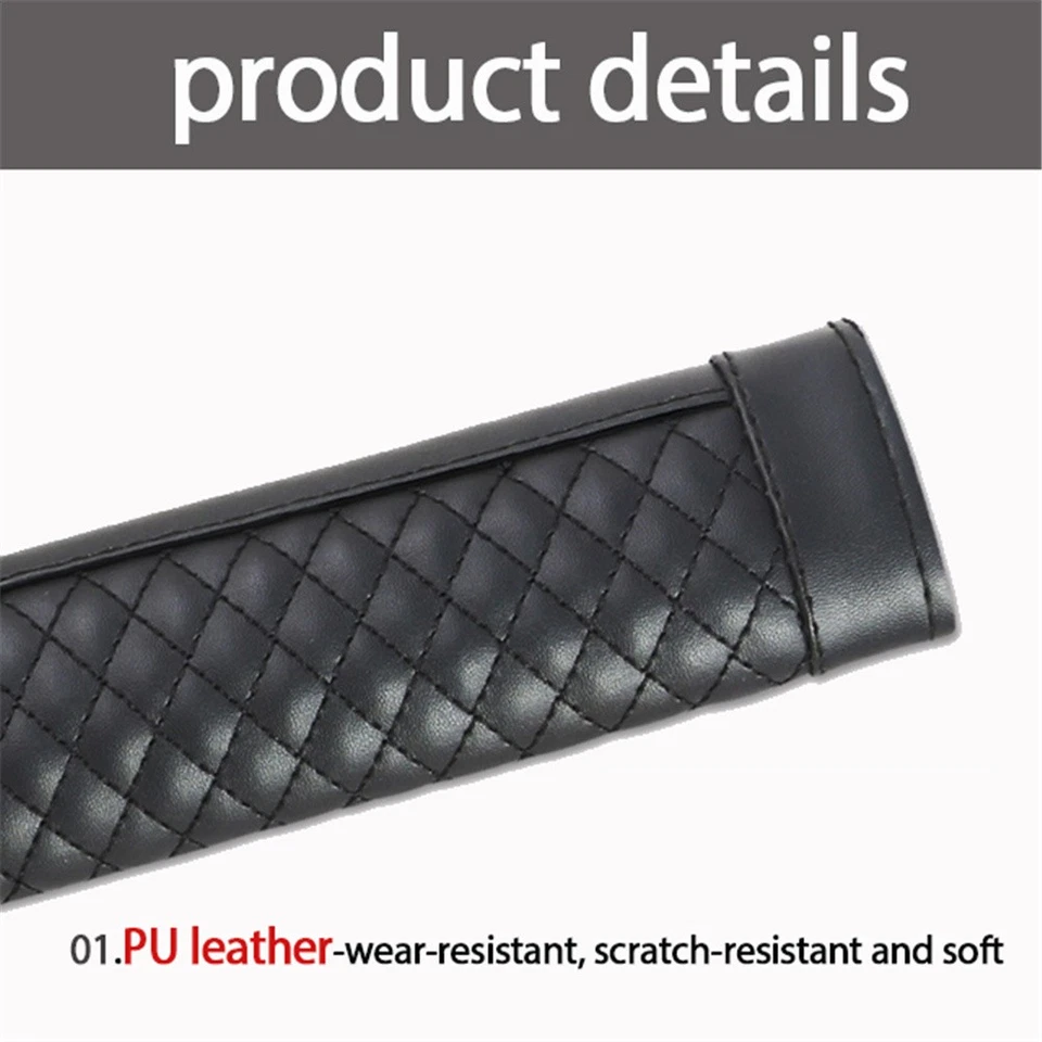 2x Car Seat Belt Pads Harness Pu Leather Shoulder Strap Cover Safety Cushions - Image 4 of 4