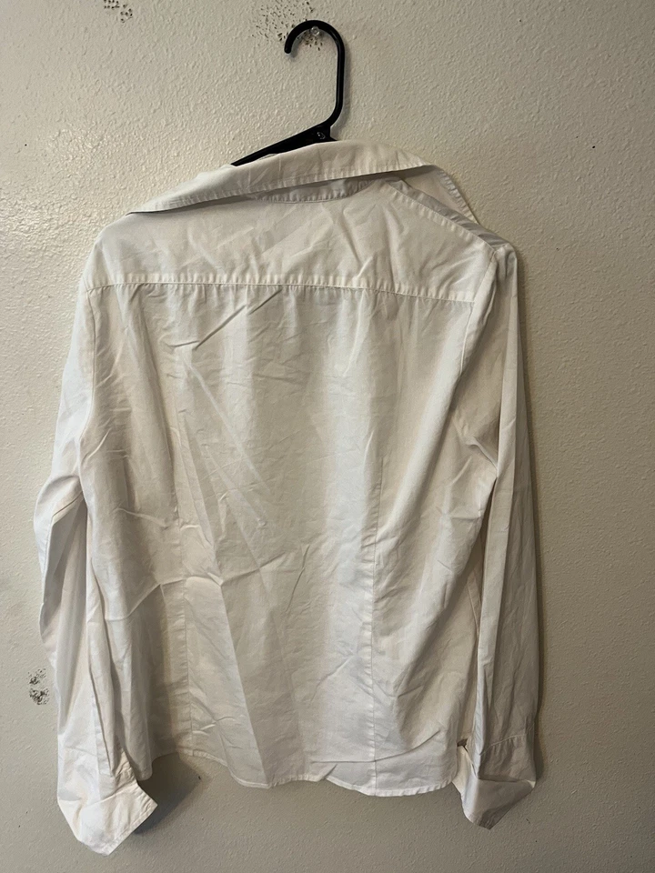 Bogari 女式白色纽扣衬衫 XL 码长袖 — 第 3/4 张图片