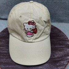 Hello Kitty Beige Adjustable Baseball Cap With Embroidered Heart  Bow Design Fo