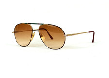 VTG 1980S ART DECO LOGO PARIS SUNGLASSES PILOT METAL BROWNY SHADES FRANCE NOS