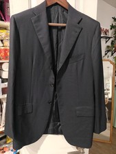 current 7560 Kiton Napoli 14 micron Wool black Mens suit blazer 38 / 48 r8