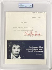 Jimi Hendrix Signed 1969 Document - PSA/DNA Auto 9