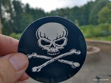 Small Hand made Decal Sticker Black SKULL AND CROSS BONES STYLE 2