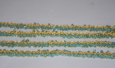 Beaded Bulk Rosary Chain   Aqua Chalcedony Glass Beads Belly Chain Grapes